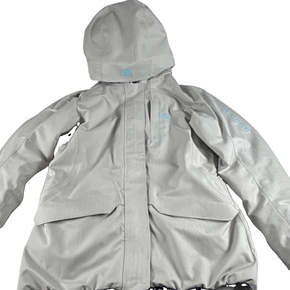 Helly Hansen White Hooded Ski Jacket Coat Women's Medium M Waterproof